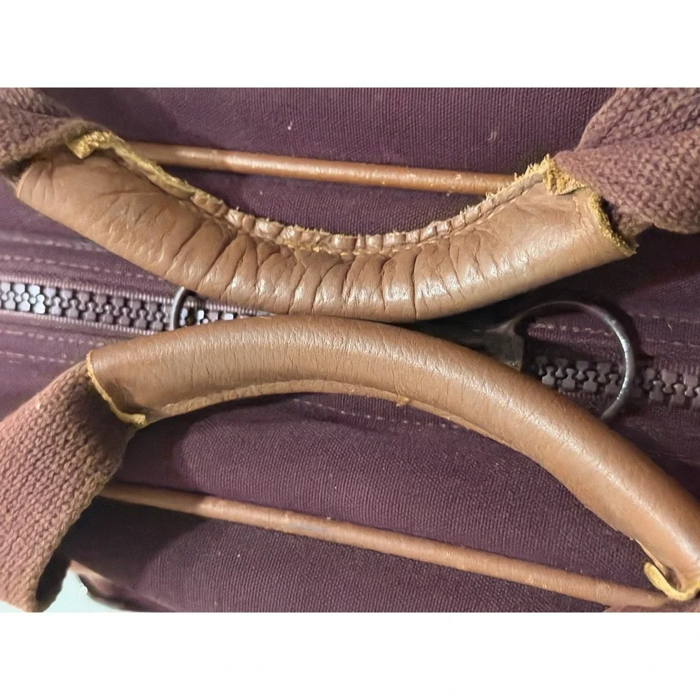 Lands End Bag Heavy Canvas Leather Duffle Deluxe Square Rigger Burgundy USA